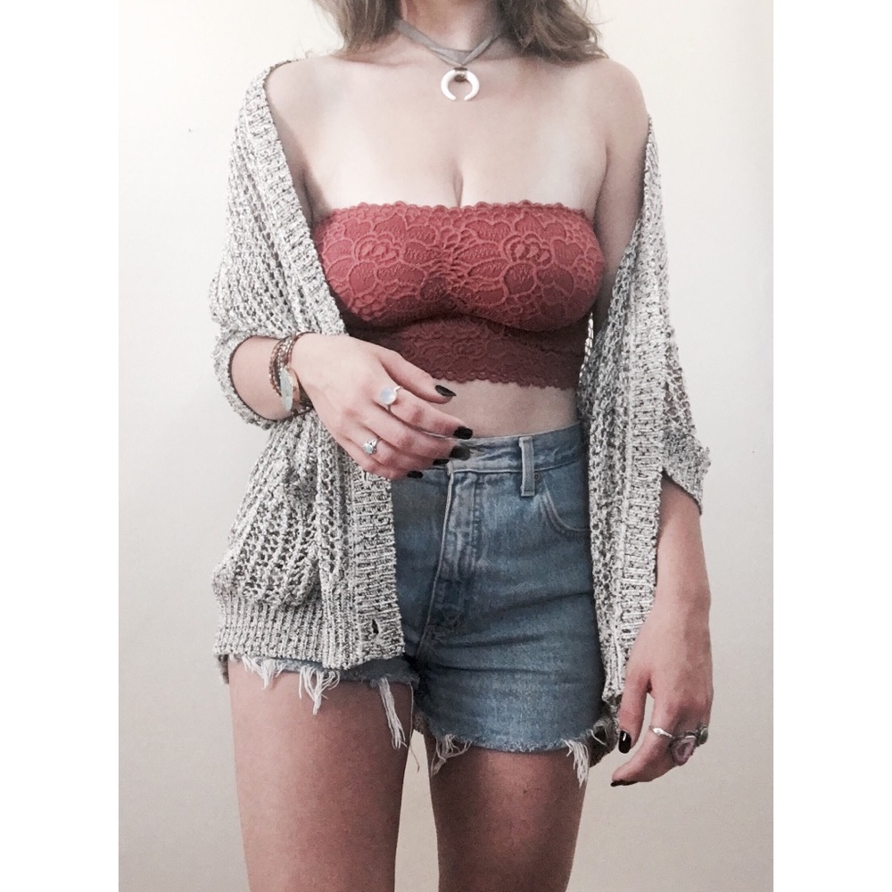 Sparkle and Fade Open Knit Boyfriend Cardigan